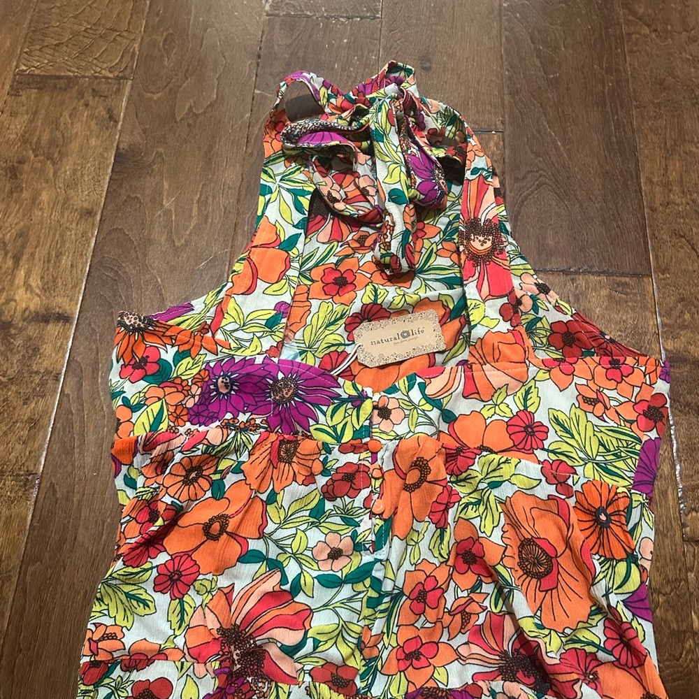 NATURAL LIFE Floral Halle Halter Maxi Dress in Orange, Pink, Green - NWT! - Picture 7 of 11